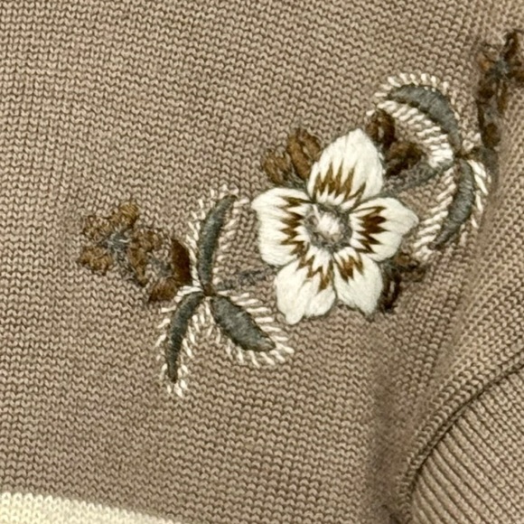 St Michael Made in UK Wool Floral Embroidery Chunky Knit Cardigan Sweater - Picture 3 of 11